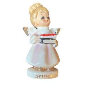 Vintage September Angel   Textbook & Apple School Days Teacher Japan figurine